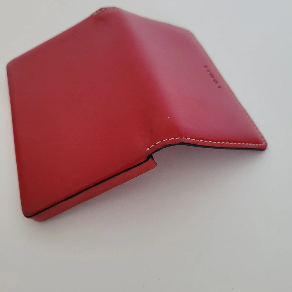 Lodis Los Angeles Red Leather Business Card Holder Wallet Magnetic Case Box